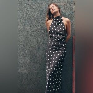 Zara Navy Blue and White Backless Dress